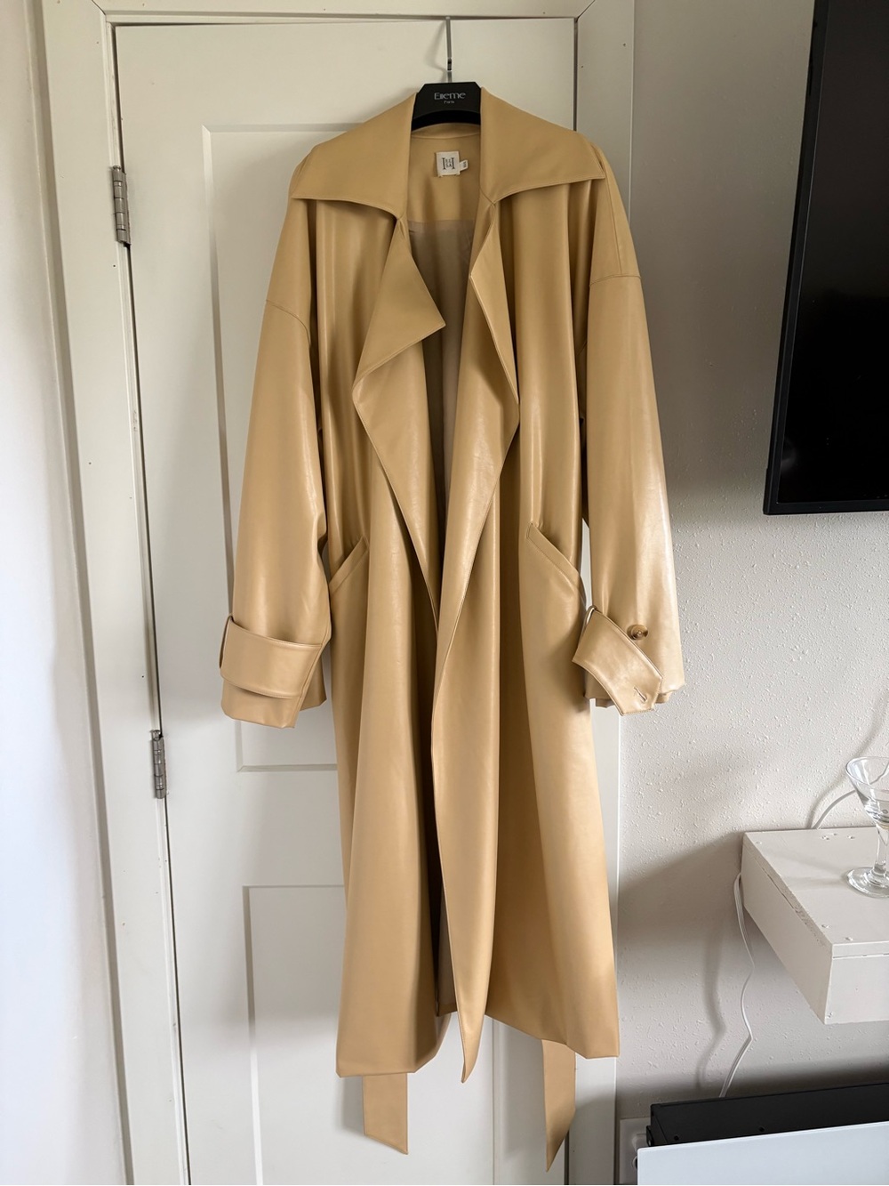 Beige Longline Trench Coat with Removable Belt - Women's Trench